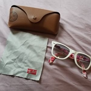 Ray ban white sunglasses floral inside